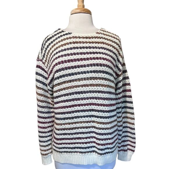 Coldwater Creek Vintage Oversized Open Knit Sweater Striped Y2K Women's M - Picture 1 of 5